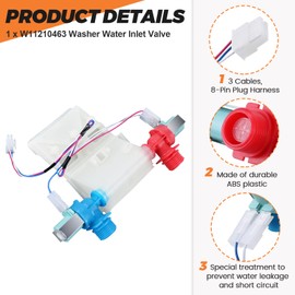 W11101906 W11210463 Washer Water Inlet Valve 2025 UPGRADE Fit for Whirlpool Amana Maytag Washer For W10701461 W10869803 W10883458 W11038696 AP6329219, 15 YEARS WARRANTY by Beaquicy