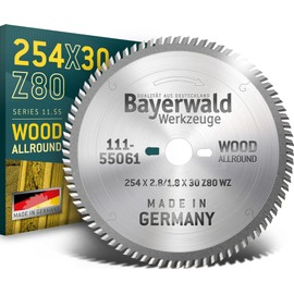 Bayerwald - HM cIrcular Saw Blades, Diameter: 254 mm, 2.8 mm x 30 mm Steel Blade, Alternate Teeth, Combination Holes for Bosch GTS 10 and PTS 10 (80 Tooth)