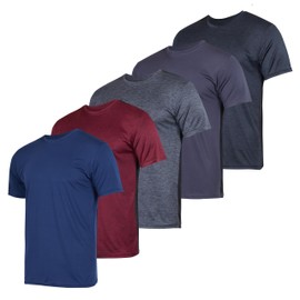 5 Pack: Boys Girls Active Athletic Quick Dry Dri Fit Short Sleeve T-Shirts Crew Neck Tops Teen Gym Undershirts Tees Youth Basketball Clothes Moisture Wicking Tshirt-Set 10,Medium (8-10)