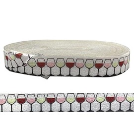 Bowtique Emilee Wine Glass 5/8" Elastic 10 Yards Spool, Fold Over Elastic for Face Masks, Headbands or Hair Ties