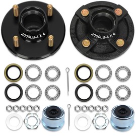 2 Sets 4 Lug Trailer Hub Kit for 2000 Lbs，4 Lug Trailer Wheel Hub Fit 1" and 1-1/16" Trailer Straight Spindles, 4 * 4" Trailer Axle Kit, Boat Trailer Hubs 4 Lug(only for Straight Spindle)