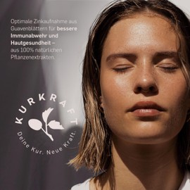 Kurkraft Natural Zinc, 60 Capsules, High Dose with 10 mg Zinc per Capsule, Guava Leaf Water Extract, Vegan, Made in Germany