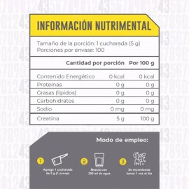 Creatina Alta Pureza 500 G 100 Servicios 43 Supplements