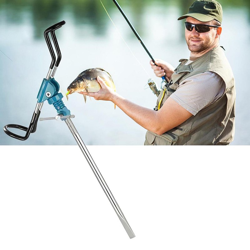 Stainless Steel Fishing Rod Holder Ground Support Stand 360 Degree