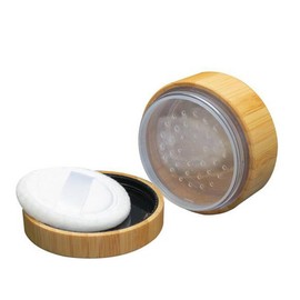 30ml /1oz Empty Bamboo Loose Powder Container Jar Portable Make up Cosmetic Loose Powder Foundation Box Case Holder with Powder Puff and Sifter Lid