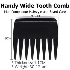 Professional Mens Styling Comb, Anti-Static Pompadour Streaker Comb Texture Wide Tooth Comb for Hairstyling Shaping Wet Pick Hairdressing Comb, Black