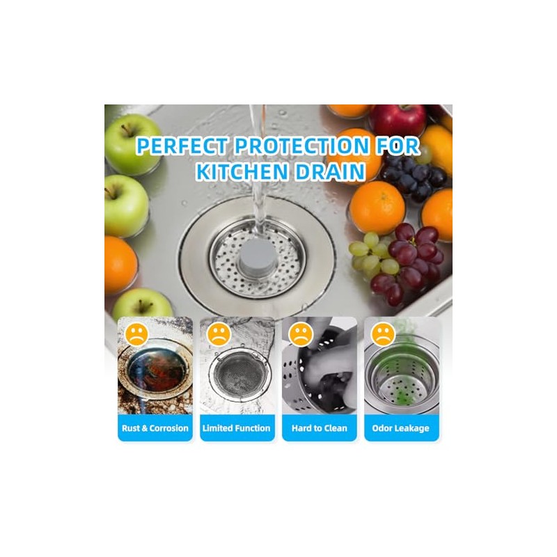 Sink Drain Strainer - Kitchen Sink Stopper, 3 In 1