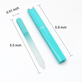 HomTop 2 Pack Crystal Glass Nail Files with Protective Case - Double Sided Etched Gentle Filing for Natural Nails, Portable Travel Tube, Durable Czech Glass for Women & Nail Care