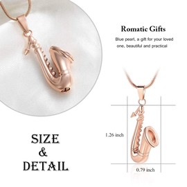 memorial jewelry Music Urn Saxophone Horn Chain Necklace Cremation Ash Keepsake Pendant