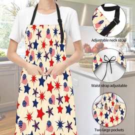 JASAKOO Patriotic Heart Flag Apron, Bib Apron with Adjustable Neck Waterproof for Women Men, Gifts for Home Kitchen Garden Cooking Waitress Chef Grill Bar Baking BBQ Barista Apron