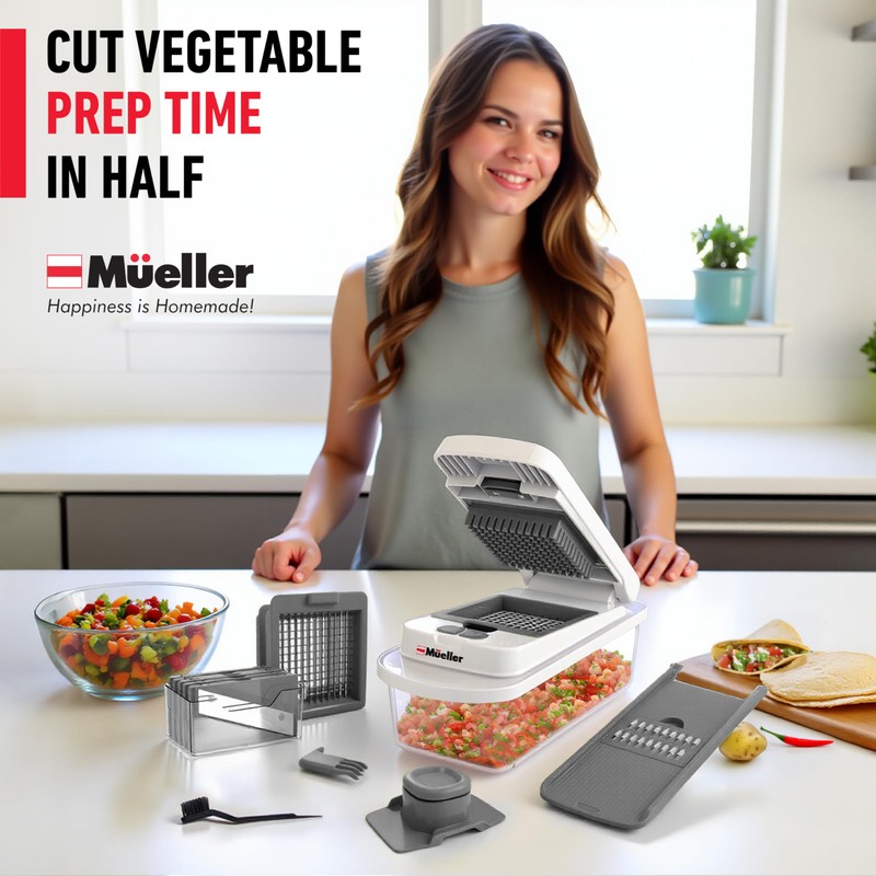 Mueller Pro-Series 10-in-1, 8 Blade Vegetable Chopper, Mandoline Slicer, Food