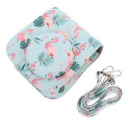 LABRIMP 1pc Flamingo Pattern Instant Camera Case PU Storage Pouch Protector for Mini Stylish Camera Bag with Removable Shoulder Strap Scratch Design