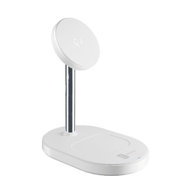 Cellularline MAG Duo 2-in-1 Magnetic Wireless Charging Station with Qi2 Certification, Up to 15 W for Smartphones and Headphones, Safe and Versatile Pad for Vertical and Horizontal Charging