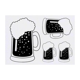 Azeeda 4 x 'Krug Bier' Temporäre Tattoos - Wasserfest, Hautfreundlich & Ungiftig · Transfers in Verschiedenen Größen (TO00039919)