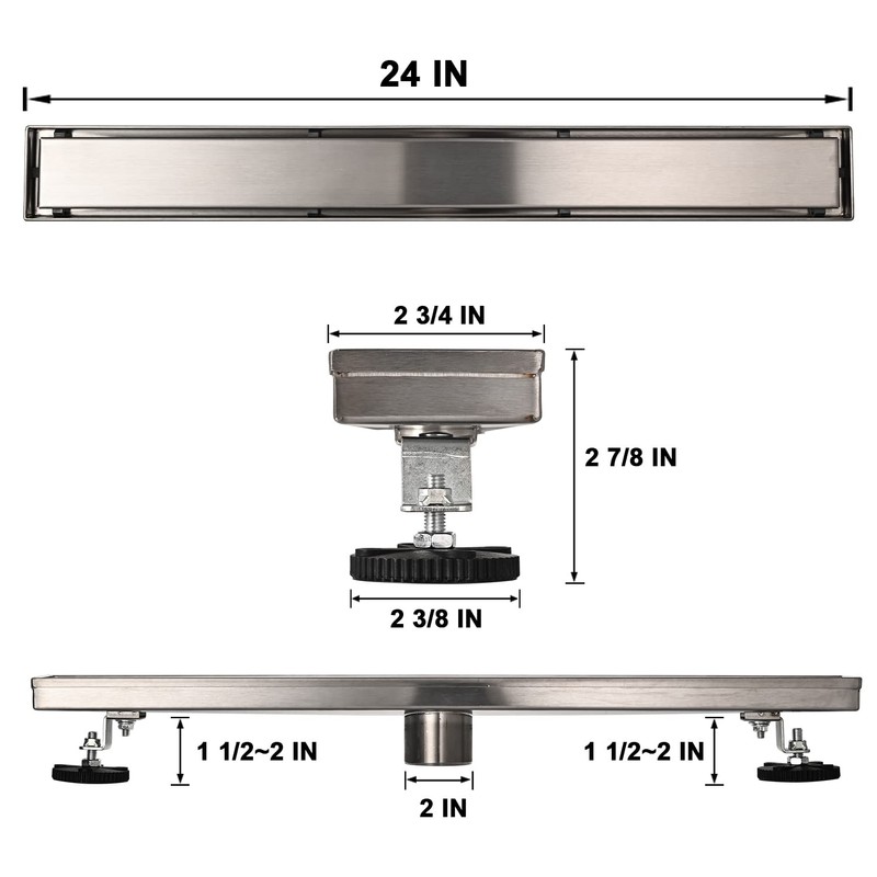 AVSIILE Linear Shower Floor Drain, 24 Inch Brushed Nickel 304