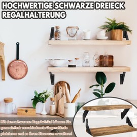 CTCEHL Shelf Brackets, Black, Pack of 2 Shelf Brackets, Heavy Duty Wall Bracket, Heavy Duty Bracket, Shelf Bracket for Metal Shelves, Bedroom, Kitchen, Office, Bookshelf (Black (20 cm))