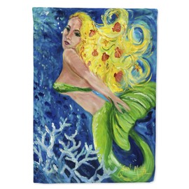 Caroline's Treasures JMK1179CHF Blonde Mermaid House Flag Large Porch Sleeve Pole Decorative Outside Yard Banner Artwork Wall Hanging, Polyester, House Size, Multicolor