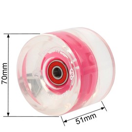 FunTomia Set of 4 (LED) Longboard/Skateboard Wheels (Big Wheels) in 70 x 51 mm 80A Including Mach1® Ball Bearings and Metal Spacer 80A Wheel Hardness + T-Tool
