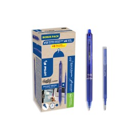 PILOT - Set di 12 FriXion Ball Clicker 07 + 12 Ricariche - Penne Cancellabili con Inchiostro Termosensibile - Roller Retrattili e Ricaricabili - Blu - Punta Media