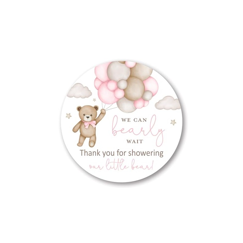 2" Round Boho Bear Balloons Baby Shower Thank You Favor