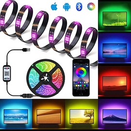 Tira Led TV, Fotgear Banda de Luces LED 2M RGB 5050 LED Alimentada por USB, Control Mediante APP para Android e iOS, Impermeabilidad IP65 para Decoración del Hogar y al Aire Libre