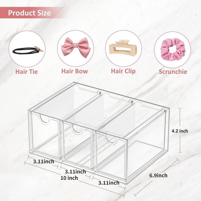 JDOTL Hair Accessories Organizer for Girls, Clear Acrylic Hair Tie