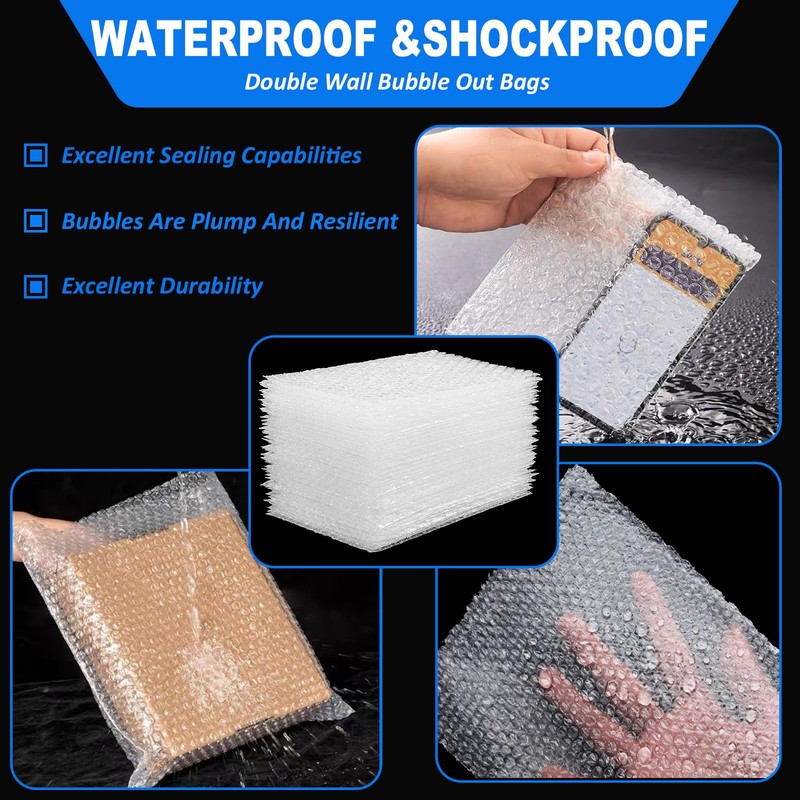 50 Pcs Clear Bubble Pouches Bags, 6”x 8” Thickening Shockproof