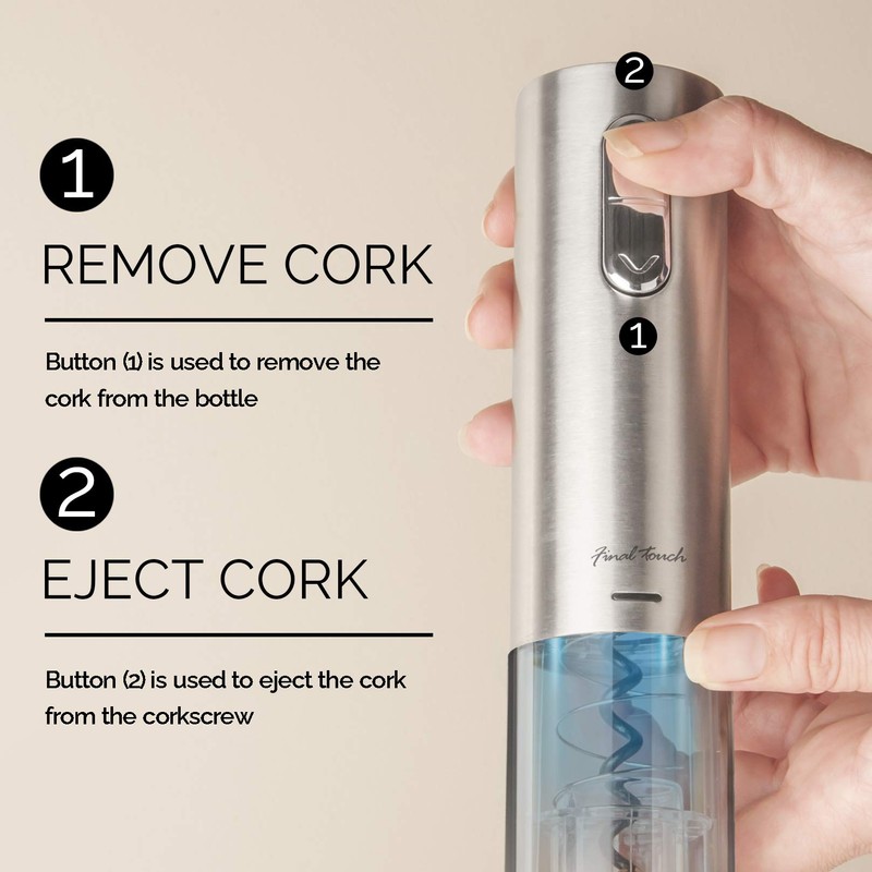Final Touch Electric Corkscrew with Lithium-Ion Battery | Easy Cork