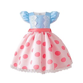 Genérico - Disfraz de princesa Bo Peep para niñas, disfraz de Halloween, Navidad, fiesta de cumpleaños, temática elegante para 18-24 meses, color rosa