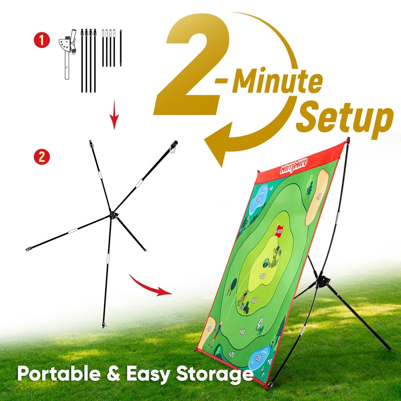 Golf Chipping Game Set : Portable 6-Angle Adjustable Practice Mat