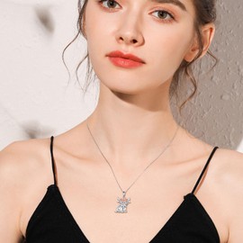 VONALA Highland Cow Necklace 925 Sterling Silver Scottish Highland Cow Pendant Necklace Cute Animal Jewelry Gifts for Women Animal Lover
