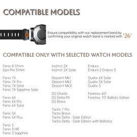 mocsenber 26mm Khaki Nylon Watch Band Compatible with Garmin Fenix 8 51mm / Fenix 7X / 7X Pro / 6X / 6X Pro / 6X Solar/Fenix 5X / 5X Plus/Fenix 3/3 HR/Sapphire/Instinct 2X / 2X Solar, and More