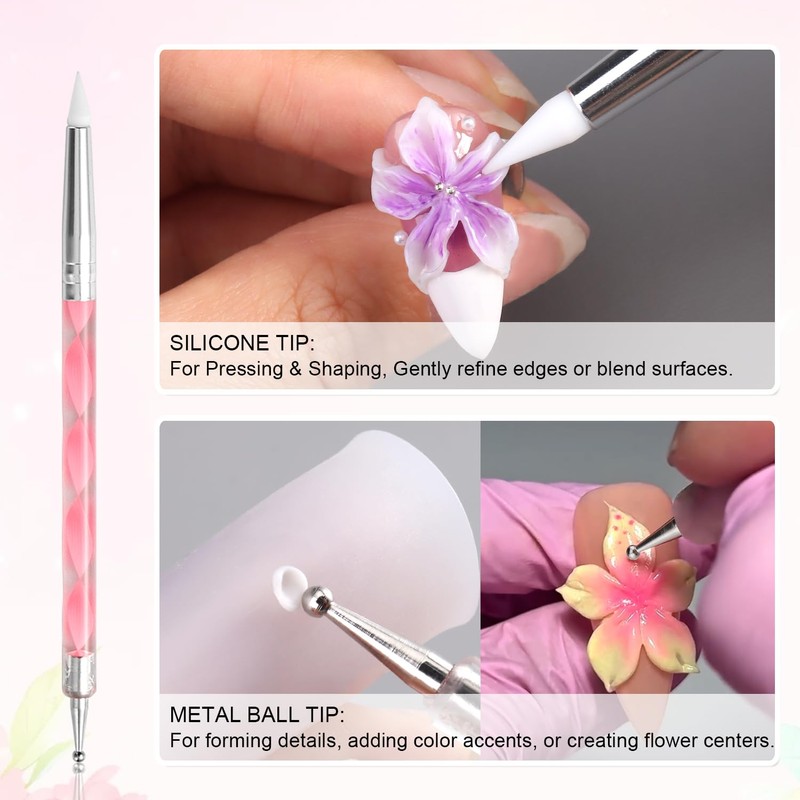 Furtherpretty 3D Nail Art Sculpting Tools Set, 3 Pack Dual-Head