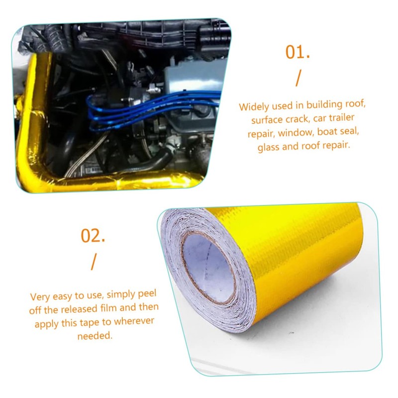 Healeved 10m Roll Gold Aluminum Tape Heat Resistant Pipe Repair