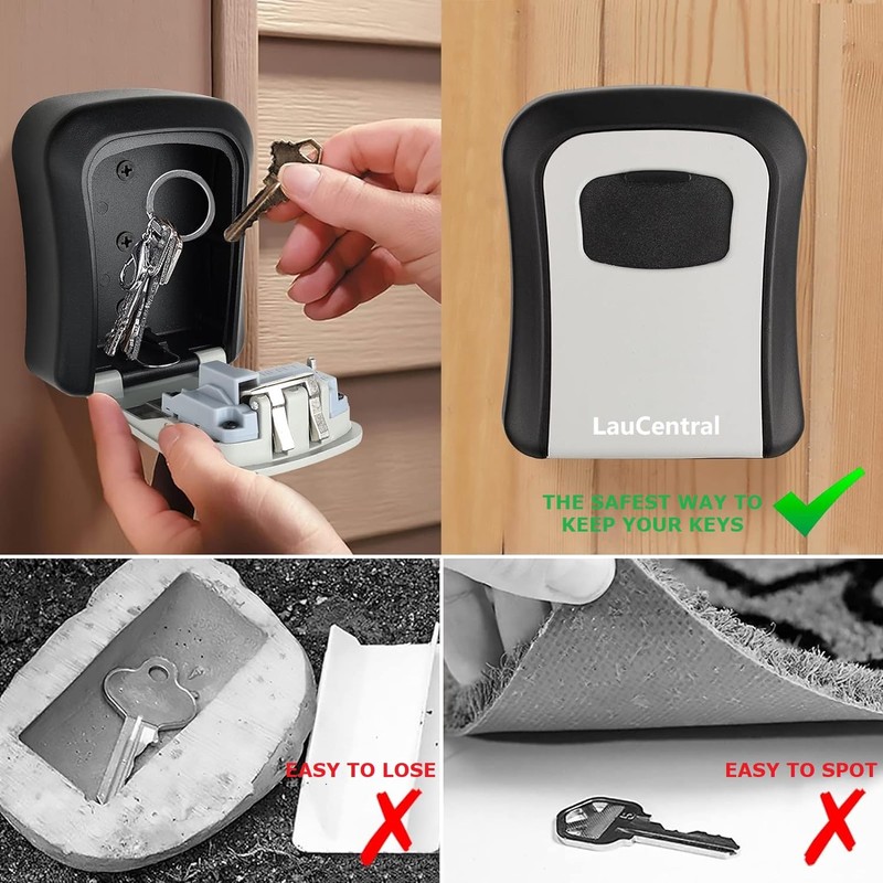 LauCentral Key Safe Wall Mounted,4 Digit Combination Key Safe Lock