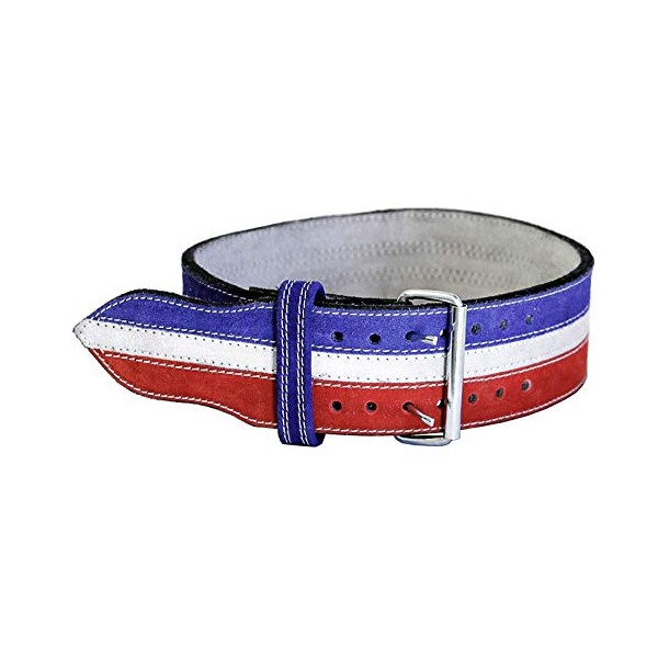 Ader Leather Power Weight Lifting Belt- 4" Red/White/Blue (X Large)