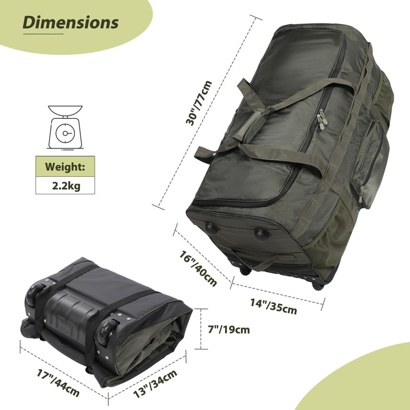 REDCAMP Foldable Duffle Bag with Wheels, 85L 1680D Oxford Large