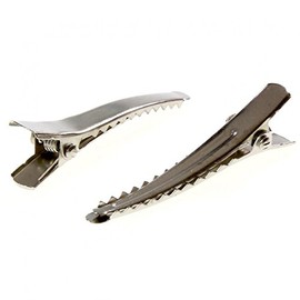 Accessories Making Crocodile Clip Hair Holder Fimo Flared 10 Pieces 35 mm, Grey