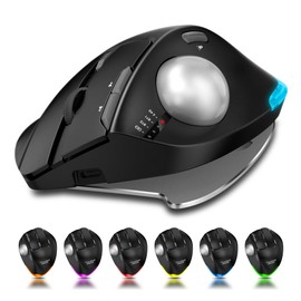 zelotes Kabellose Trackball Maus,Bluetooth Maus,4800DPI,8 Tasten,Daumenbedienung,Wiederaufladbar, Ergonomische Maus,Maus Kabellos Funkmaus für Laptop,PC,Pad