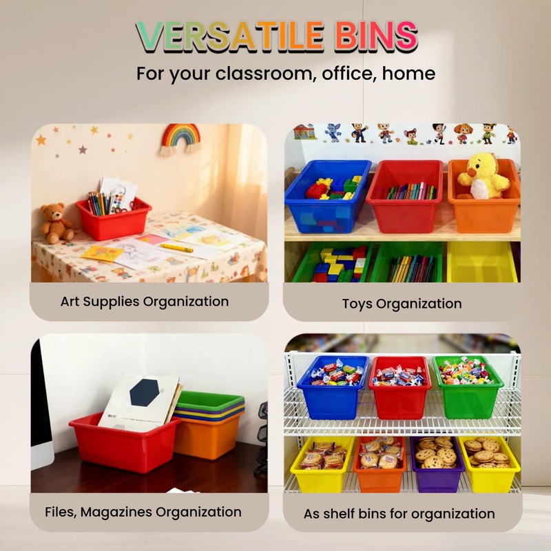 RAUVOLFIA 6 Pack Small Cubby Bin Storage Bins, Multi-Purpose Plastic