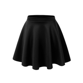 MBJ WB211 Women's Basic Versatile Stretchy Flared Skater Skirt for Girl XL Black