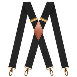 KRICJYH Black Suspenders for Men Heavy Duty with Hooks Adjustable X Back Braces