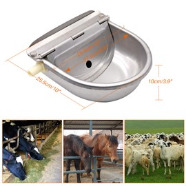 Automatic Water Dispenser for Dogs,Automatic Chicken Waterer,Outdoor Dog Water Feeder,304 Stainless Steel Water Bowl with Plastic Float Valve