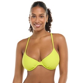 Body Glove Women's Standard Smoothies Solo Solid Underwire D, DD, E, F Cup Bikini Top Swimsuit with Adjustable 2-Way Back Detail, Key Lime