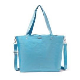 Large Carryall Tote Bag for Women - Lightweight Nylon Zipper Top Weekender Travel Beach Bag Personal Item w/Luggage Sleeve