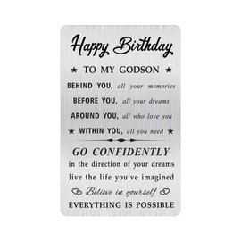 MOQIYXL Godson Birthday Card, Happy Birthday Godson Gifts Ideas, Small Engraved Wallet Card