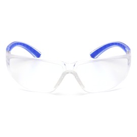 Pyramex Cortez Safety Eyewear, Clear Lens With Navy Temples