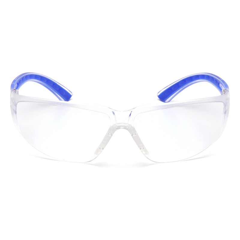 Pyramex Cortez Safety Eyewear, Clear Lens With Navy Temples