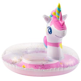 WATINC Pool Inflatables for Kids Unicorn Swimming Pool Float Pool Ring with Glitters Summer Holiday Outdoor Beach Water Party Toys Float Inflatable Pool Swimming Ring for Children Toddles
