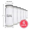 Glass Water Bottles Set - 6 Pack Wide Mouth with